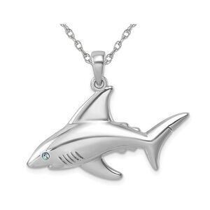 Sterling Silver Shark Charm Pendant Necklace with Chain